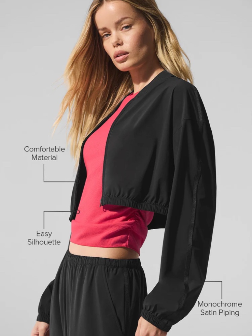 Alo Cropped Breezy Full-Zip Cover Up - Picture 2 of 5